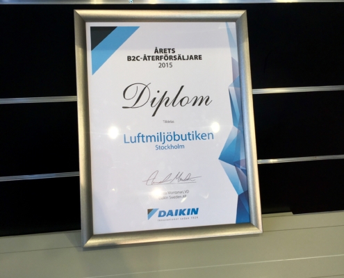 Årets återförsäljare Daikin B2C 2015